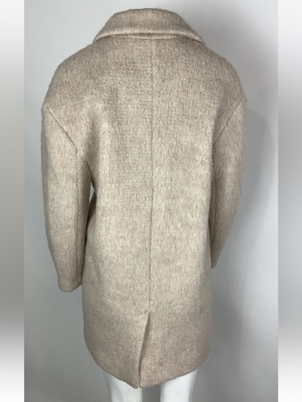 Zara TRF Collection Sz S Fuzzy Double Button Heavy Trench Coat Dust Pink - Picture 3 of 5
